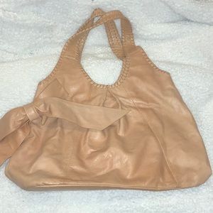 Talbots Genuine Leather Hobo Shoulder Tote in light tan